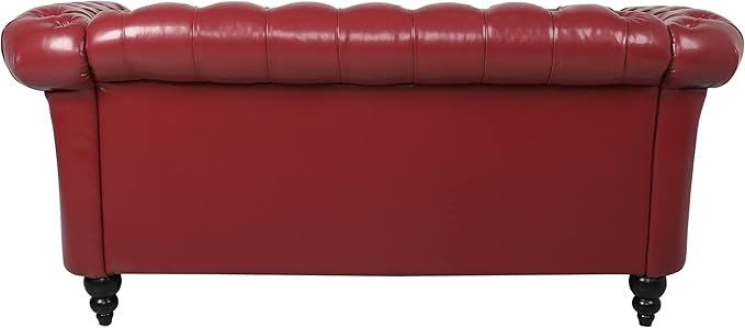 LEVNARY Leather Sofa, Chesterfield Tufted Upholstered 2 Seater Couch, Modern