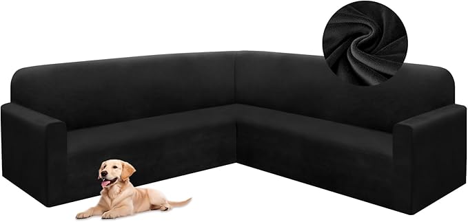 HDCAXKJ Corner Sectional Couch Covers Velvet Stretch L Shape Sofa Cover Soft