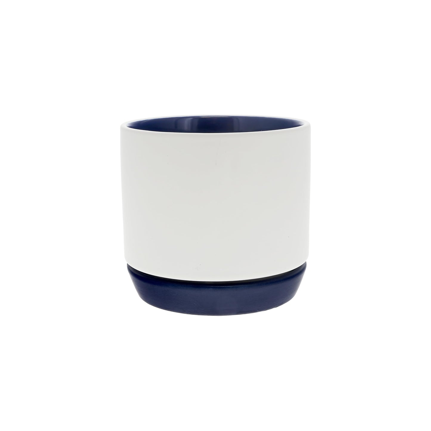 Pavilion Gift Company - Mom - Planter with Attached Dish, Ceramic Planter with Drainage Hole, Succulent Orchid Flower Pot, Unique, 1 Count (Pack of 1), 4.75 x 4.25 inches