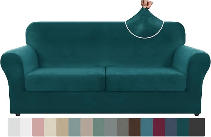 ZNSAYOTX Oversized Velvet 3 Piece Couch Cover
