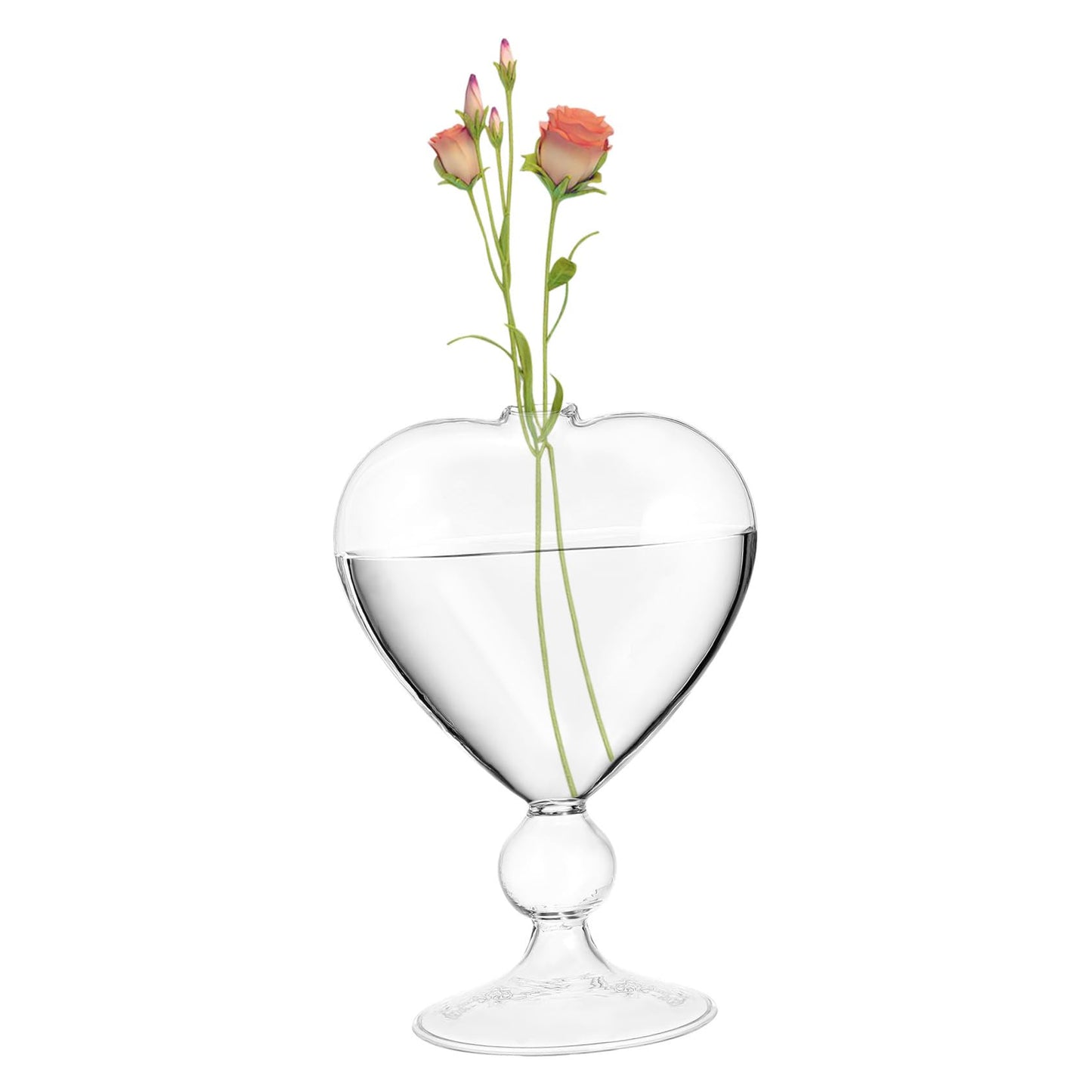 HEALLILY Heart Shaped Hydroponic Glass Vase Desktop Flower Holder Decorative Terrarium Planter for Fresh Dried Plants Transparent Creative Centerpiece for Home Office Tabletop Decor