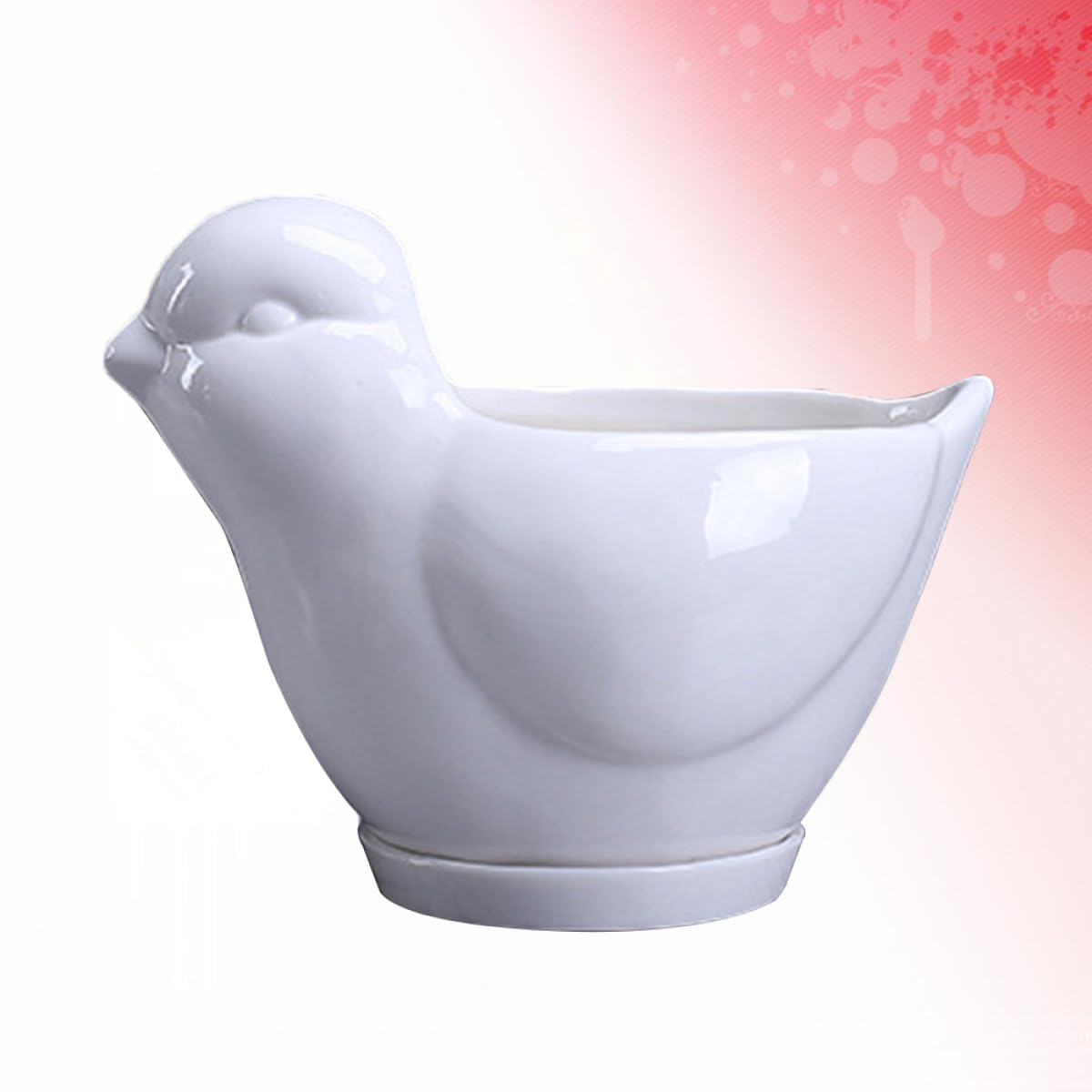 Yardenfun Ceramic Bird Shape Succulent Plant Pot Saucer Small White Flower Planter for Indoor Desktop Decor Home Gardening