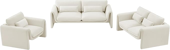 Meridian Furniture 199Cream-C Sloan Collection Modern | Contemporary Velvet