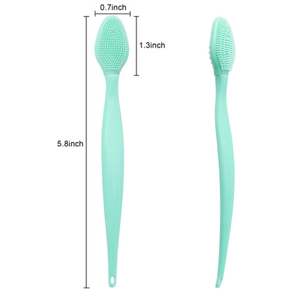 Silicone Facial Cleansing Brush 3 Pack, Beomeen 4 in 1 Handheld Face Scrubber for Deep Gentle Exfoliating, Double-Ended Face Wash Scrub Brush for Face Skincare and Massage (Green)