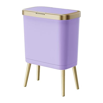 Procade 4 Gallon Bathroom Trash Can with Lid, Small Purple Garbage can with Pop-Up Lid and Legs, Tall Plastic Dog Proof Trash Bin,Narrow Waste Basket for Bedroom,Toilet, Office, rv, Living Room
