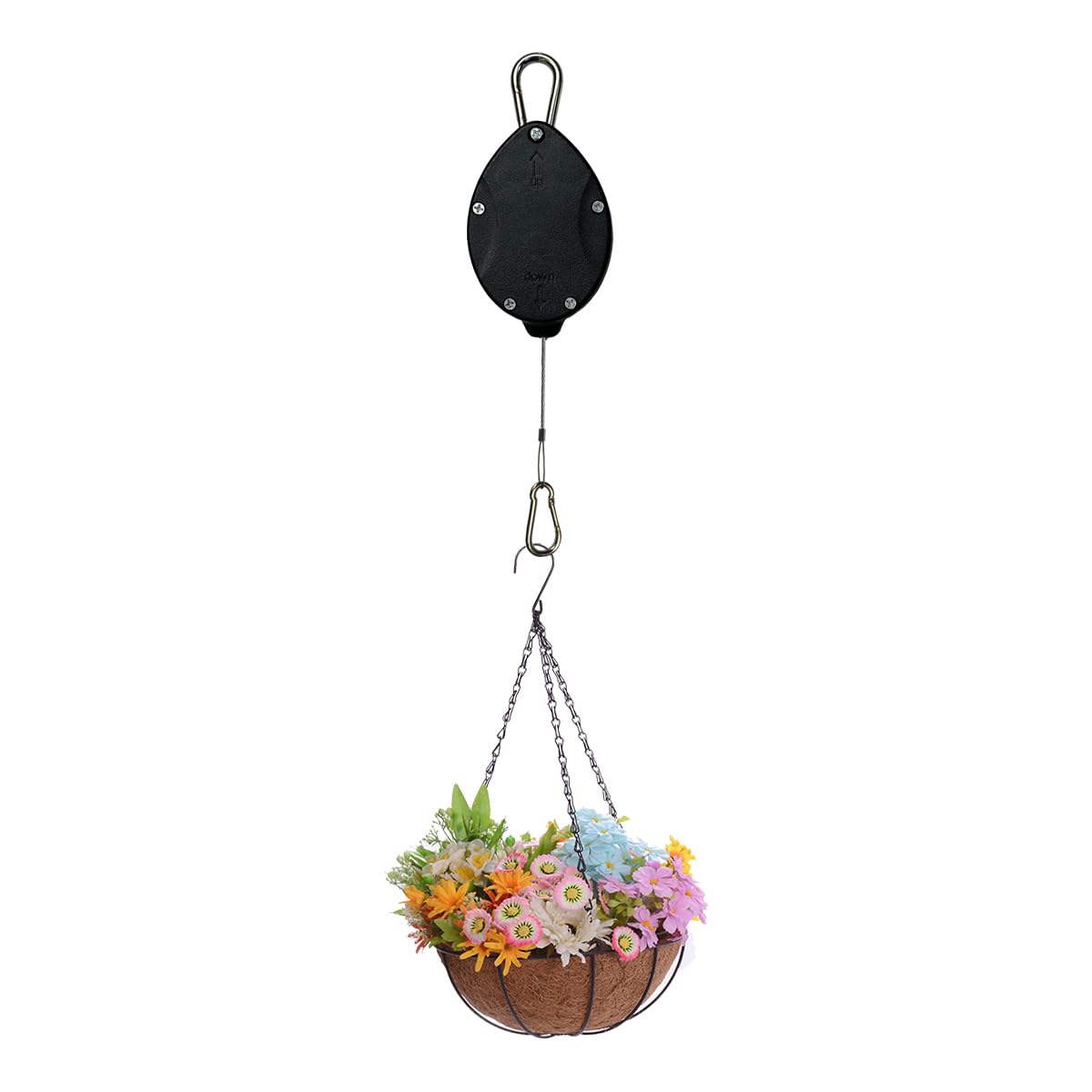 Lythor Retractable Plant Hanger, Set of 2 Plant Hook Pulley with Stainless Steel Rope Reaching to a Length of 63 Inches and Carrying 44 Pounds, Easy for Hanging, Plant Watering or Bird Feeding