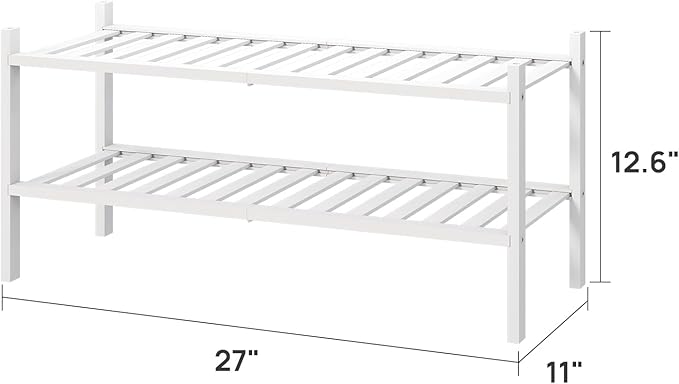 viewcare White Shoe Rack for Entryway, 2 Tier Shoe Organizer for Hallway Closet
