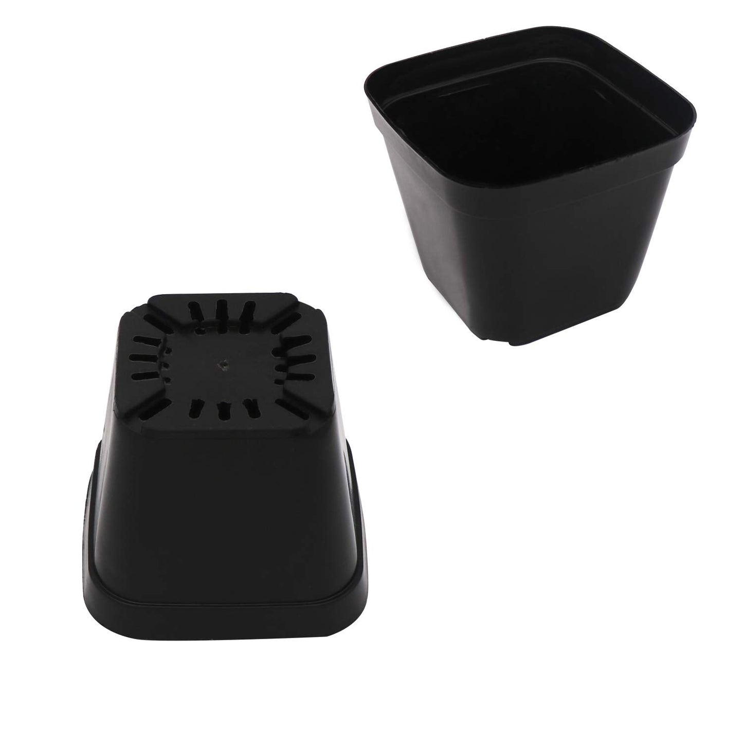 GOETOR 4 Inch Plastic Plant Pots Square Nursery Pot 25 PCS Sturdy & Reusable Starter Container for Starting Seedlings, Succulents,Cuttings & Transplanting with Drainage Holes, Black