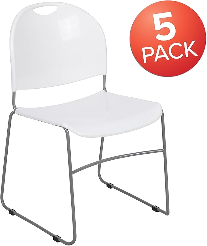 Flash Furniture HERCULES Series 5 Pack 880 lb. Capacity White Ultra-Compact