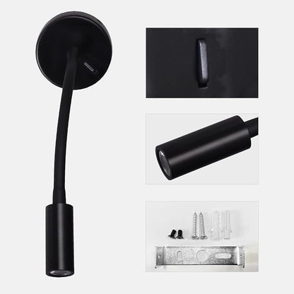 Wall Mounted Reading Lamp LED 3W Warm White 3000K Hardwired for Reading Matt Black(Black Hard-Wired 2PCS)