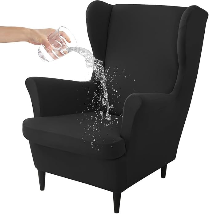 HAOYONG Wing Chair Slipcovers Waterproof Spandex Wingback Chair Covers 2 Pieces
