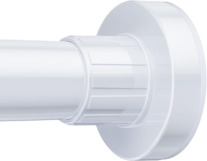 Ausemku Shower Curtain Rod 32-50 Inch Adjustable - 1 Inch Diameter Heavy Duty No drill Spring Tension Shower Rod, Non-Slip Rustproof Telescopic Rod for Bathroom, White