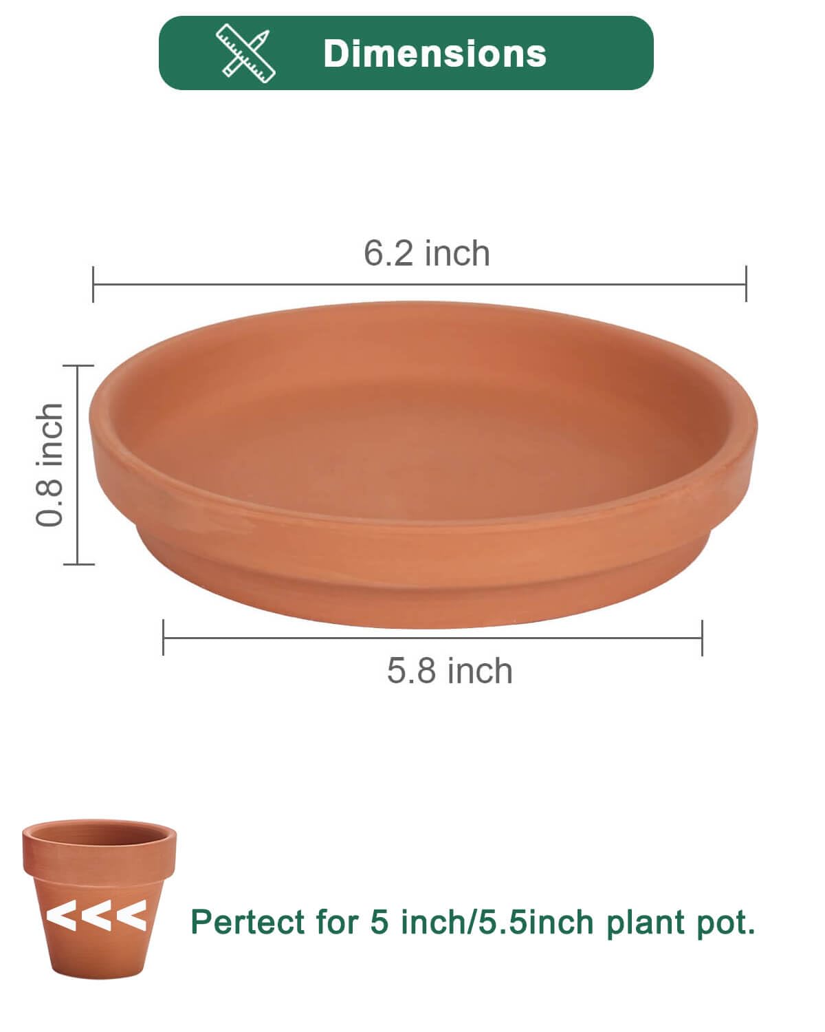 vensovo 6 Inch Terracotta Plant Saucer Pots Tray - 6 Pcs Round Planter Saucers for Indoor & Outdoor Plants, Small Clay Trays Perfect for 5 Inch 5.5 Inch 6 Inch Flower Pot