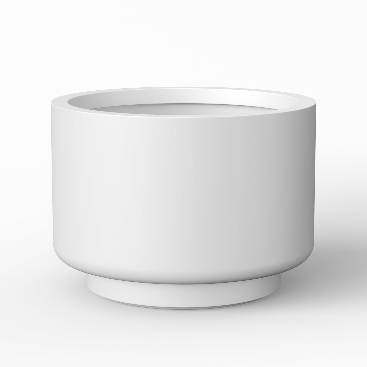 Kante 10 Inch Dia Concrete Planter, Round Pedestal Design Garden Pot for Indoor Outdoor Plants, Modern Flower Pot with Drainage Hole and Rubber Plug, White