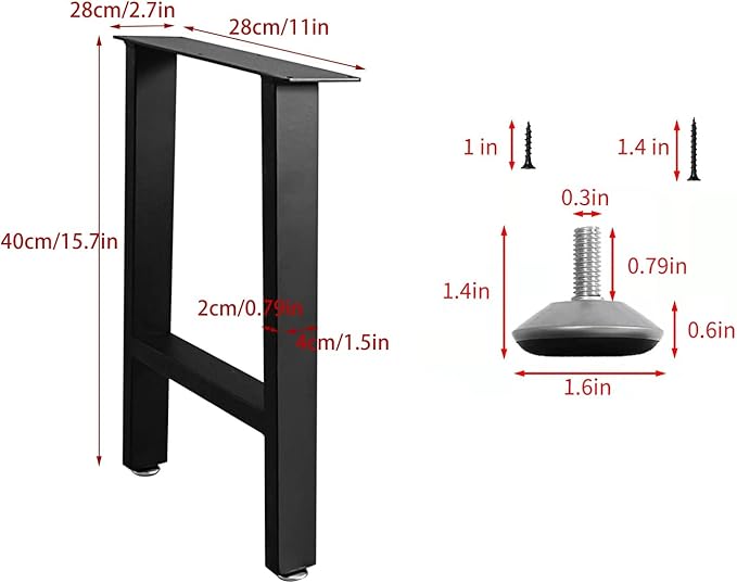 H Bench Legs 16 Inch Metal Coffee End Table Legs