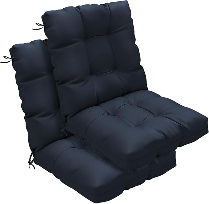 Outdoor Chair Cushions Set of 2, High Back Soft Seat Pad