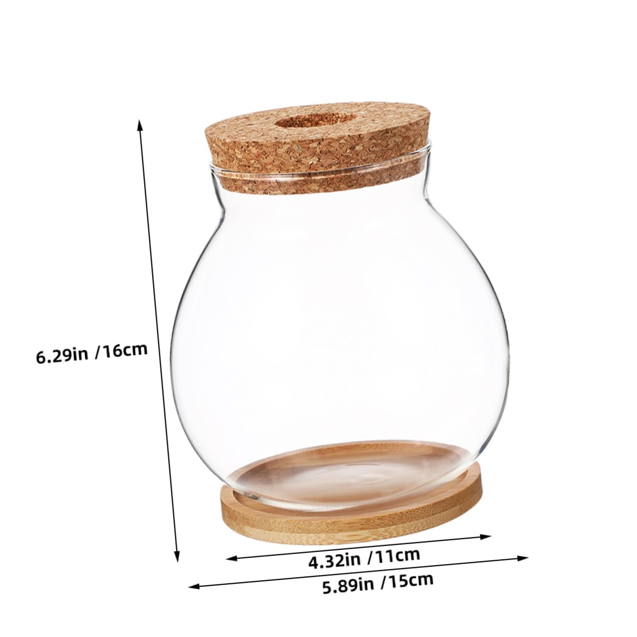 Toyvian Glass Hydroponic Vase with Wooden Base Elegant Propagation Container for Indoor Plants Terrarium Flower Pot for Decor Easy to Clean and Maintain