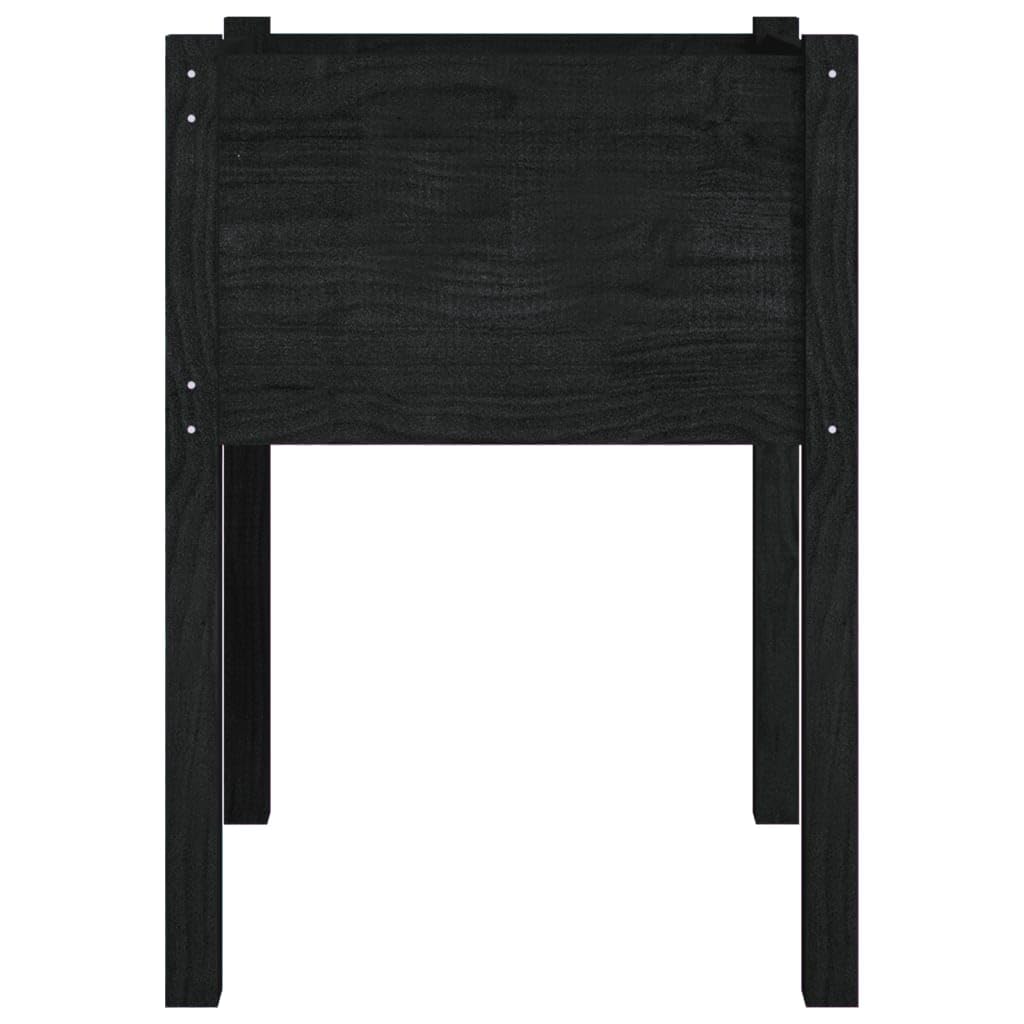 HFXHIJXQ Large Black Square Wooden Planter 19.7"x19.7"x27.6", Solid Pinewood Outdoor Flower Box with Drainage for Patio, Garden, Balcony