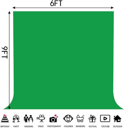 Green Backdrop Background Fabric Backdrop for Shoot Portraits Party Video Studio 6X9ft