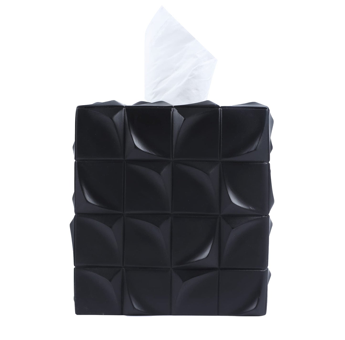 Hymmah Modern Square Tissue Box Cover Holder,Bathroom Accessories Decor Unique Design Tissue Box Cover for Bathroom Vanity Counter Tops Also Great for Bedrooms and Living Rooms