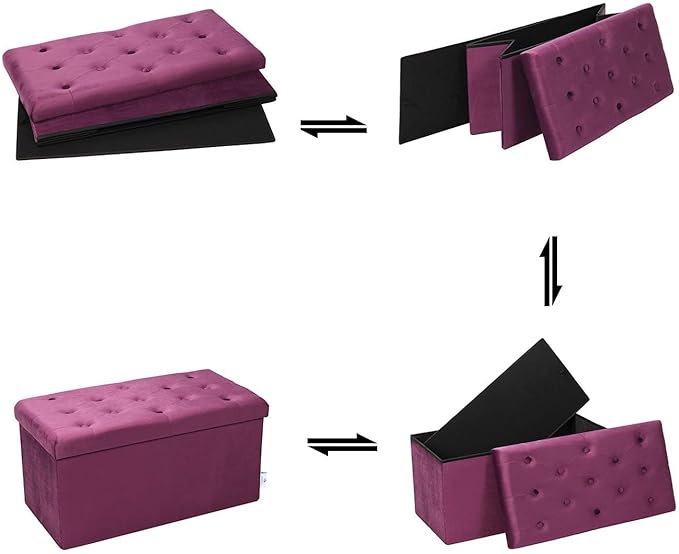 B FSOBEIIALEO Folding Storage Ottoman, Long Ottomans Shoes Bench, Velvet