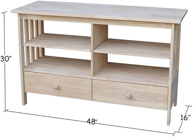 IC International Concepts, Mission Entertainment/TV Stand, Solid Real Wood
