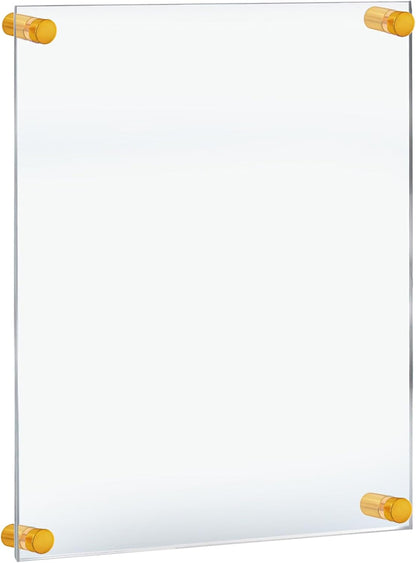 Azar Displays 105530-GLD Acrylic Floating Double Panel Wall Frame,22" x 28" Graphic Size, Overall Frame Size: 26" x 32", Gold