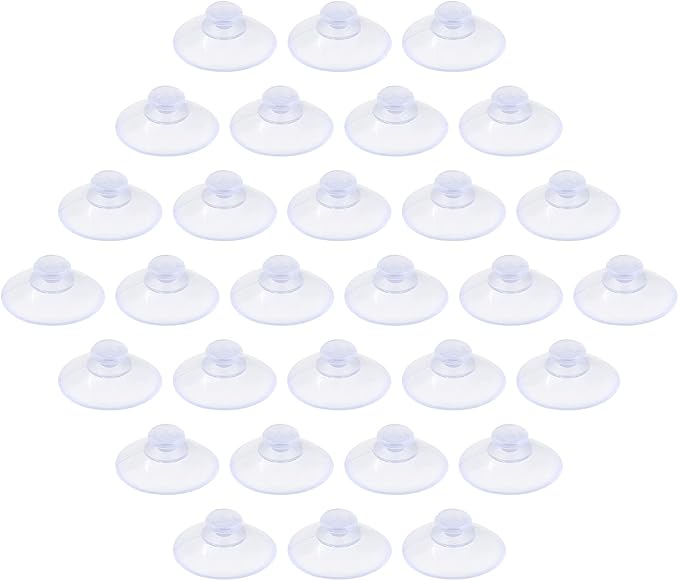 30 Pack Glass Table Suction Cups - 20mm Rubber Suckers Without Hooks