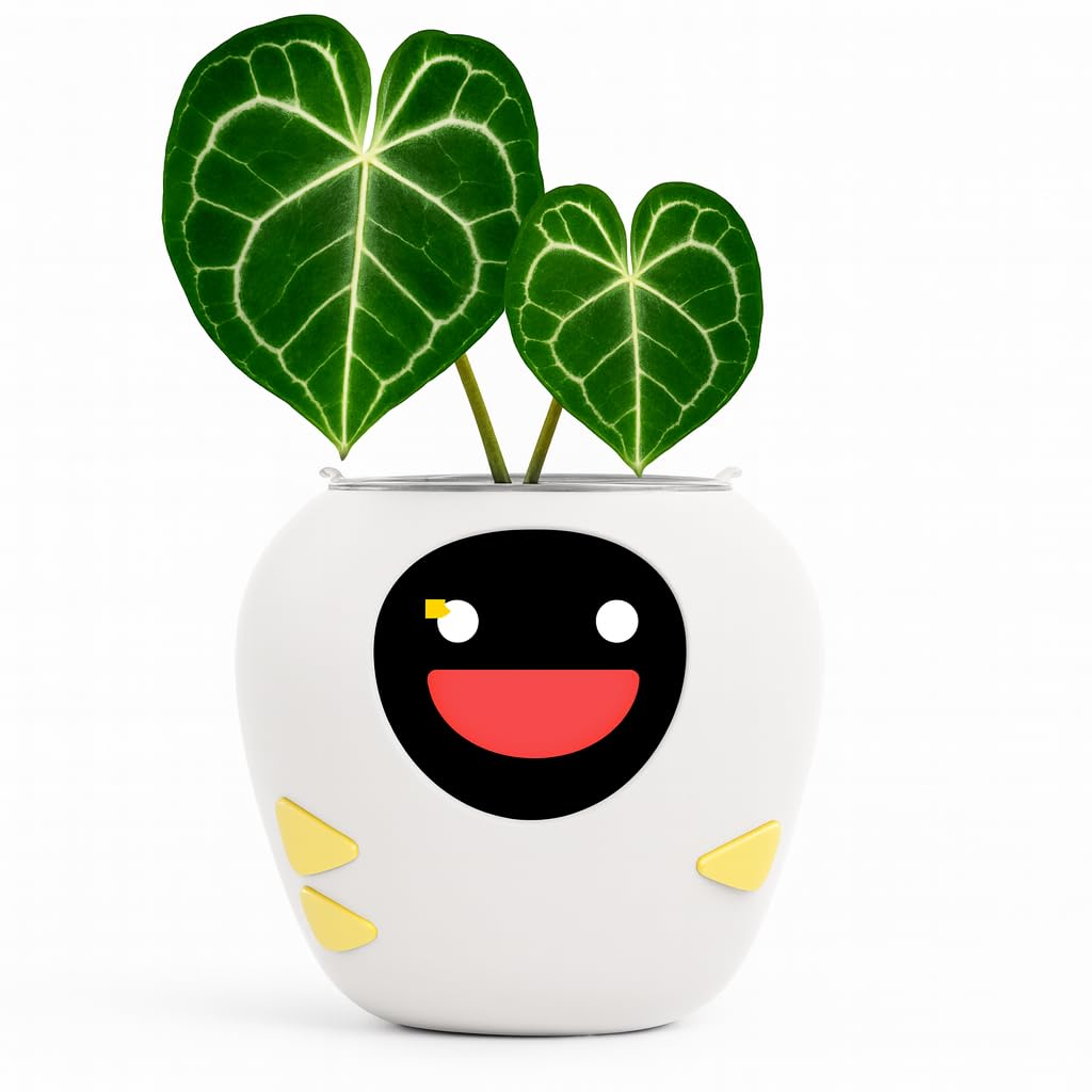 New 2026 Ai Smart Planter – Extra Large Interactive Plant Pot, Pet Plantagotchi, robot, Leafypod and Plantiboy, Robot Flower Pot with Feelings, Indoor Flowerpot with Water, Digital Gifts (White)