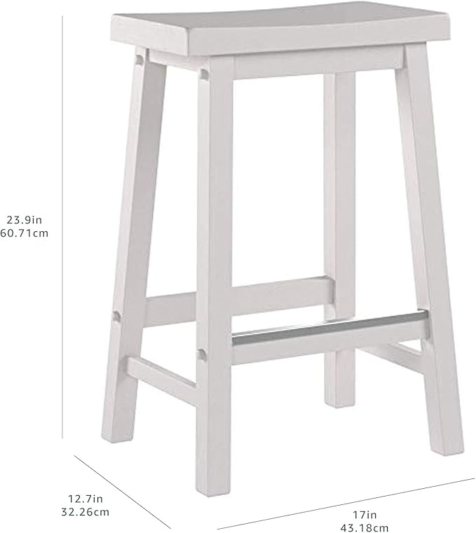 Amazon Basics Solid Wood Saddle-Seat Counter Height Bar Stools