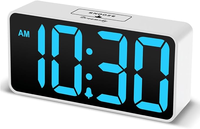 DreamSky Small Digital Alarm Clock for Bedroom with Large Big Numbers | Electric Bedside Desk Clock with USB Charging Port, Brightness Dimmer, Adjustable Alarm Volume, USB-C Adapter Powered