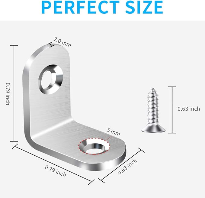 40PCS L Bracket Corner Brace, Stainless Steel L Brackets