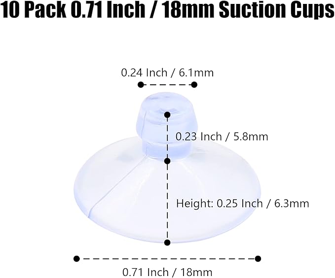 10 Pack Glass Tableholders - 18mm Rubber Suction Cups