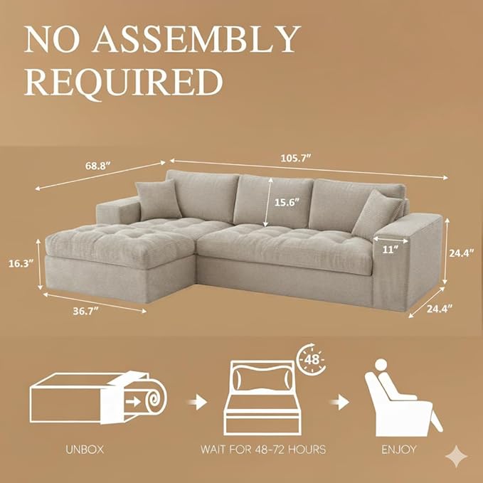 105" Convertible Sectional Couch