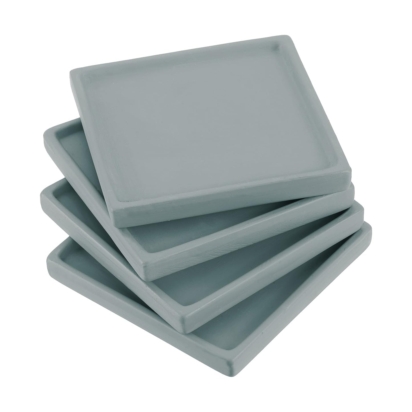 PATIKIL 5 Inch Plant Pot Saucers, 4 Pack Ceramic Square Plant Saucer Tray Flower Planter Drip Tray for Indoors Outdoors Patio Balcony, Dark Grey