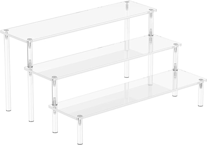 Aredpoook Acrylic Display Risers, 3 Tier Perfume Organizer Stand, Large Shelf