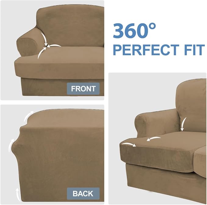 CUCRAF Cushion Sofa Cover 4 Piece Slipcovers, Soft Thick Velvet Couch Cover