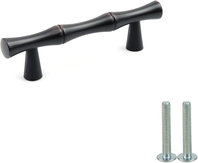 2PCS Bamboo Zinc Alloy Cabinet Handles, 2.5 Inch Hole Distance