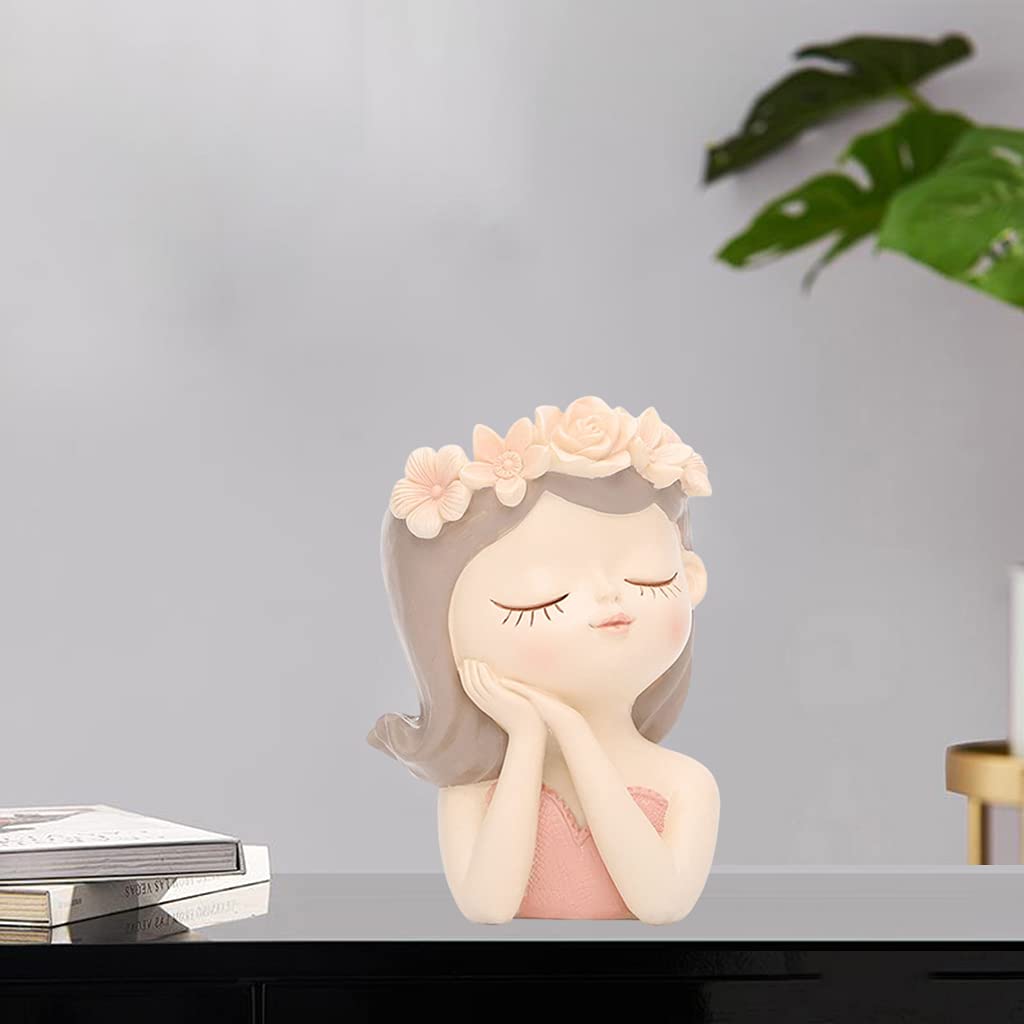 Easnea Girl Head Face Plant Pots Elegant Women Bust Flower Vases Succulent Cactus Planter Pots Indoor Living Room Home Office Desktop Decor - 8x7x11cm 8x7x11cm