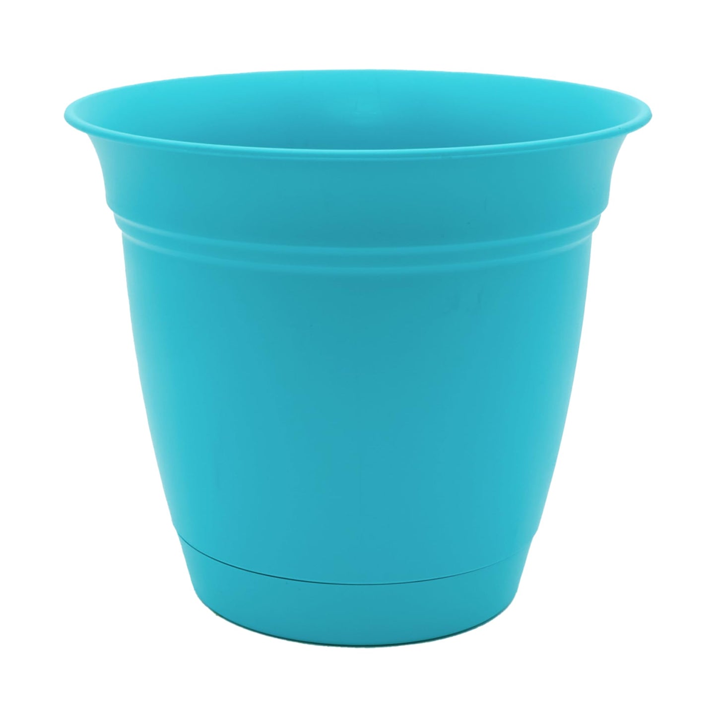 The HC Companies Eclipse Round Planter With Saucer - Outdoor & Indoor Plant Pot with Drainage Holes - Lightweight, UV-Resistant Plastic Pots For Plants, Flowers & Herbs (12" Teal, Pack of 1)