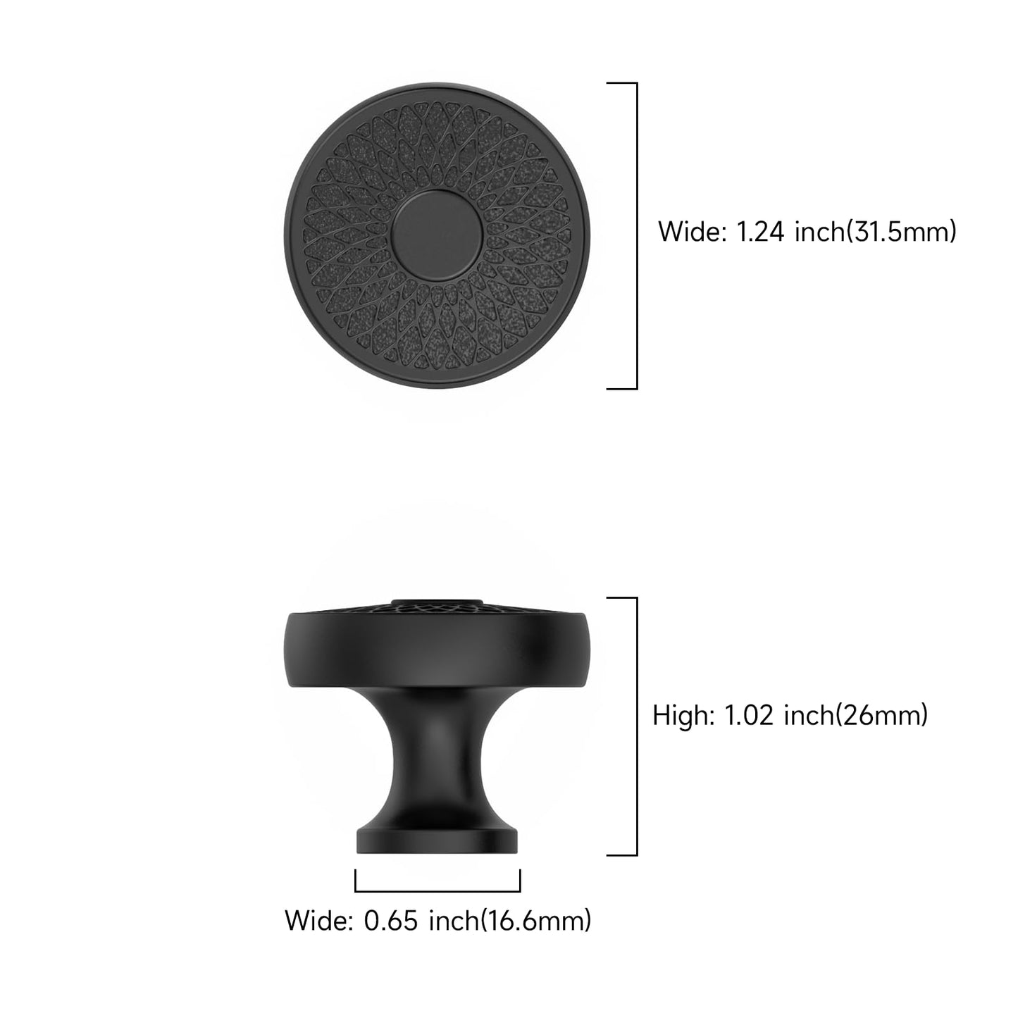 Asidrama 10 Pack Matte Black Cabinet Knobs Kitchen Cabinet Pulls Black Drawer Hardware for Bathroom Cabinets 1129