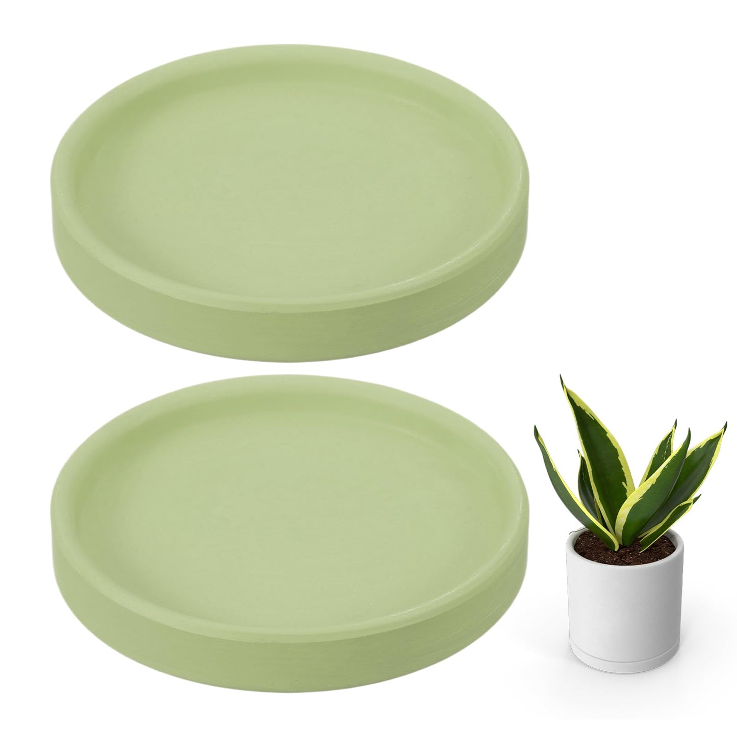 uxcell 2 Pcs Round Plant Saucers, 4 Inch Ceramics Plant Drip Trays for Pots, Heavy Duty Flower Pot Saucers for Indoors and Outdoors, Dark Green
