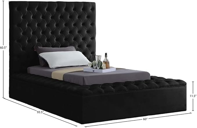 Meridian Furniture Bliss Collection Modern | Contemporary Velvet Upholstered Bed
