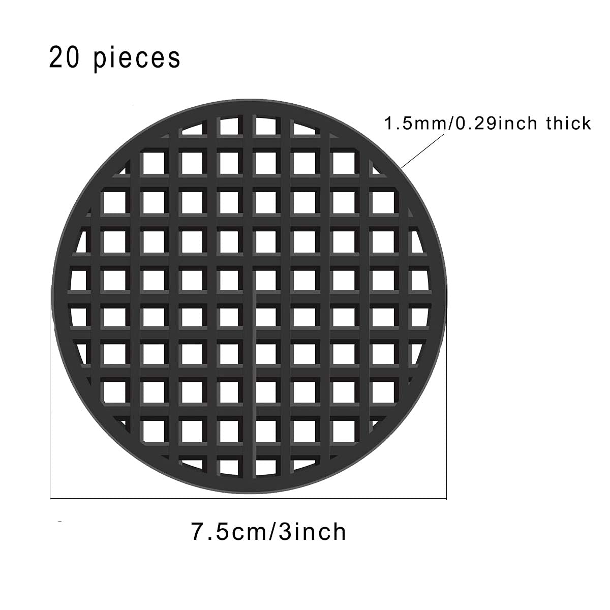 100 Pcs Plant Pot Hole Mesh Pads,Round & Square Flower Pot Drainage Covers,Bonsai Bottom Grid Mat,Prevent Soil Loss, Durable Reusable,Breathable,3 Sizes (50PCS 1.8", 30PCS 2.16", 20PCS 2.9")