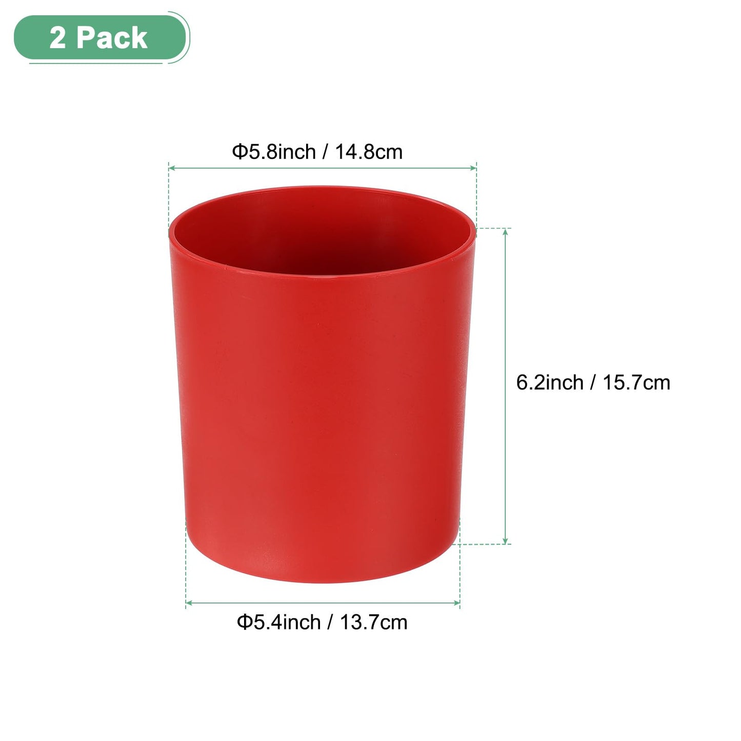 M METERXITY 2-Pack Plastic Plant Pots, 6 Inch Plastic Planters Round Flower Planter Containers Flower Pots for Indoor/Outdoor/Garden, Plant Holder [Red]