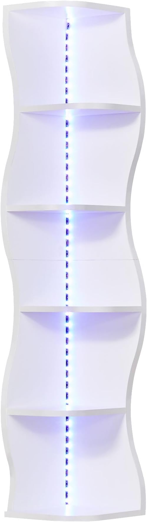 VECELO 6-Tier Compact Wave Corner Bookcase