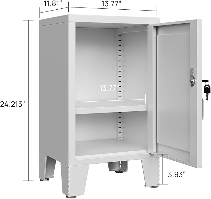 ALBAD Metal Nightstand with Lockable Cabinet, Compact Mini Locker Bedside Table