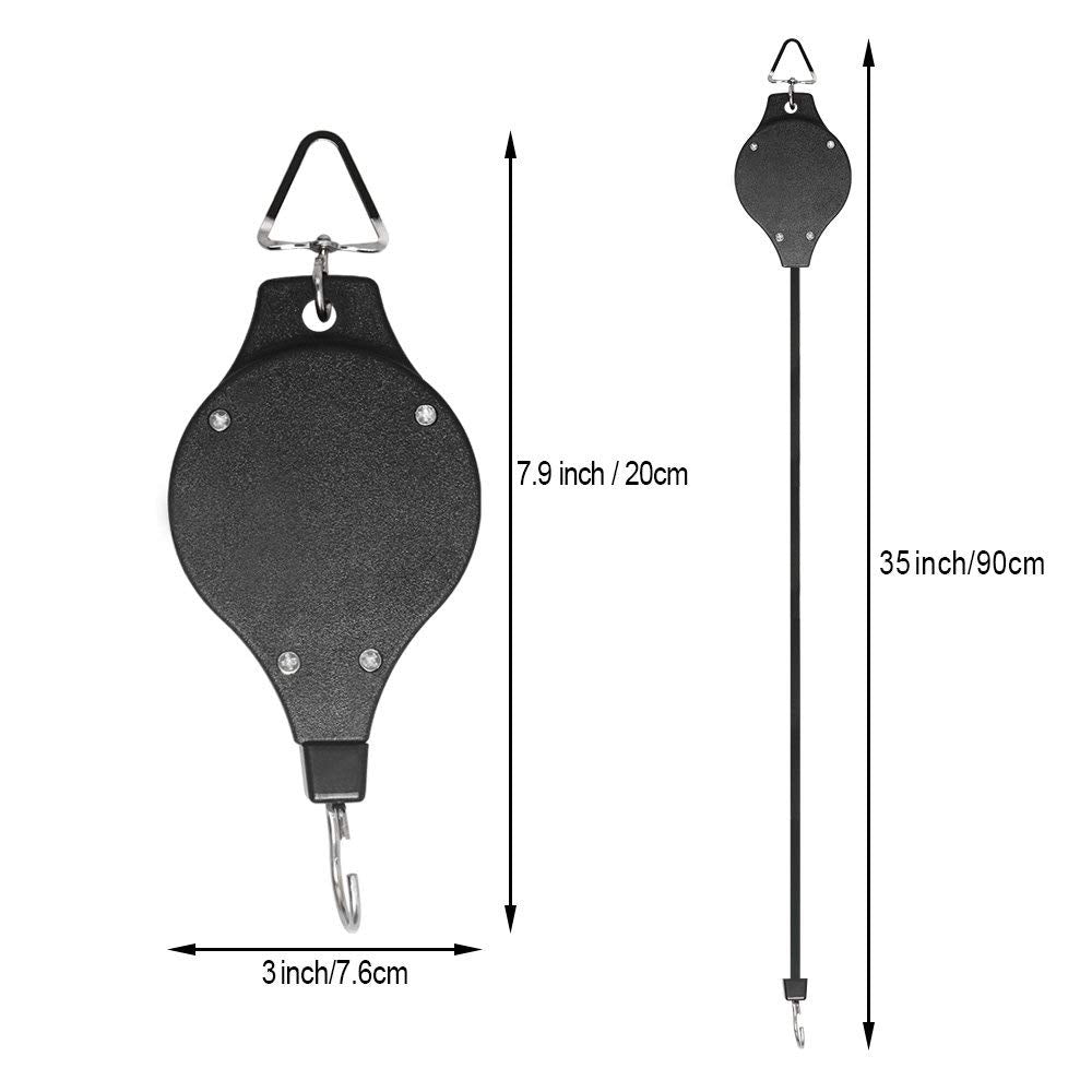 Lythor Pack Plant Hook Pulley, Retractable Plant Hanger Easy Reach Hanging Flower Basket for Garden Baskets Pots and Birds Feeder Hang High up and Pull Down to Water Or Feed (Black 6Pack)