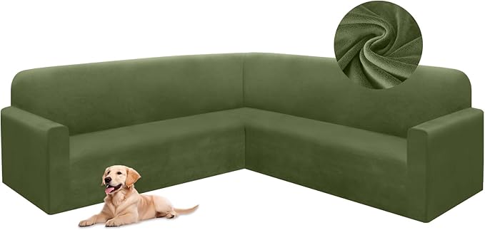 HDCAXKJ Corner Sectional Couch Covers Velvet Stretch L Shape Sofa Cover Soft