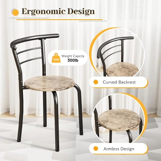 Shahoo 3-Piece Wooden Dining Table Set, Kitchen Breakfast Nook Sets